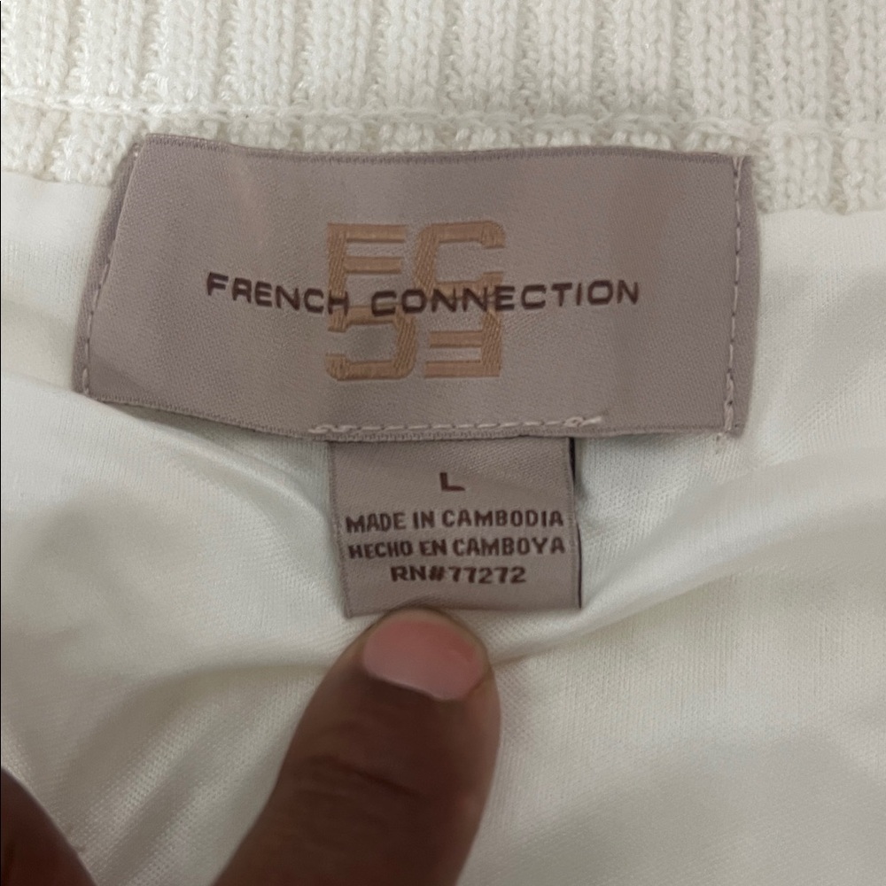 Women’s French Connection Cream Textured Knit Mini Skirt Large - Picture 2 of 8